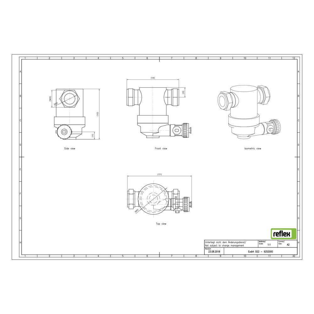 Reflex Exdirt Schmutzabscheider D 22mm, mit Klemmring, 10 bar... REFLEX-9252000 4036705088391 (Abb. 2)