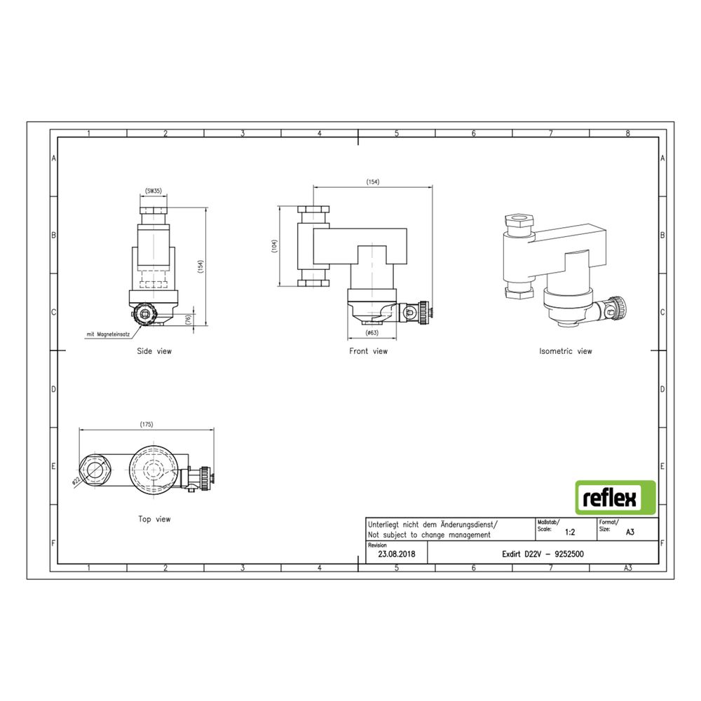 Reflex Exdirt Twist Schmutzabscheider DT 22mm, mit Klemmring, 10 bar... REFLEX-9252500 4036705088810 (Abb. 2)