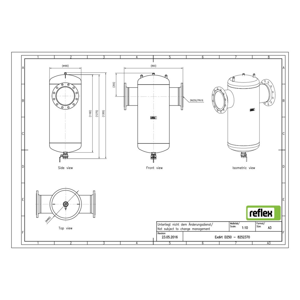 Reflex Exdirt Schmutzabscheider D DN 250, mit Flansch, 12-Loch, 10 bar... REFLEX-8252370 4036705118821 (Abb. 2)