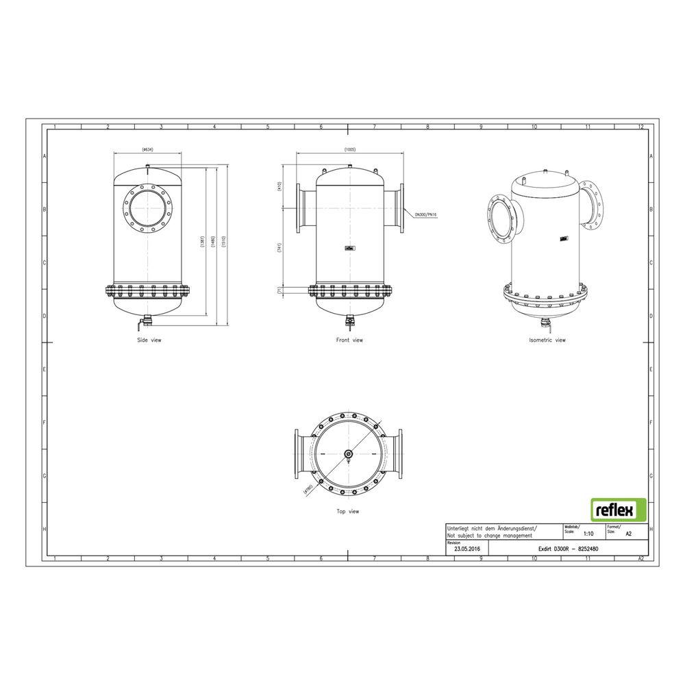 Reflex Exdirt Schmutzabscheider D DN 300 R, mit Wartungsflansch und Flansch, 12-Loch, 1... REFLEX-8252480 4036705118920 (Abb. 2)