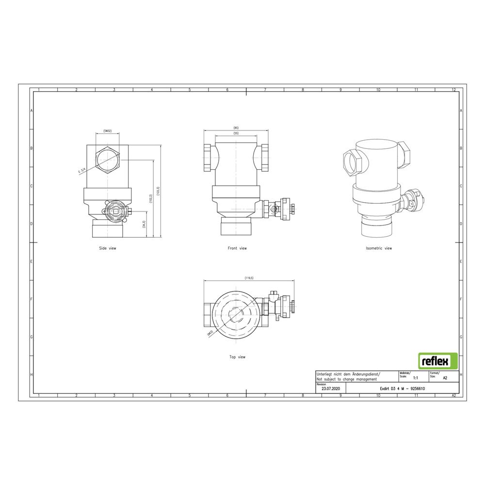 Reflex Exdirt Schmutzabscheider D G 3/4" M, mit Gewinde und Magnet, 10 bar... REFLEX-9256610 4036705198892 (Abb. 3)