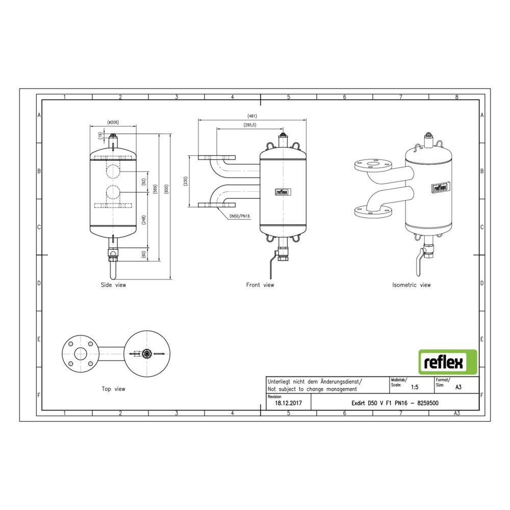 Reflex Exdirt Schmutzabscheider vertikal D 50 V, mit F1 Flansch, 10 bar... REFLEX-8259500 4036705150364 (Abb. 2)