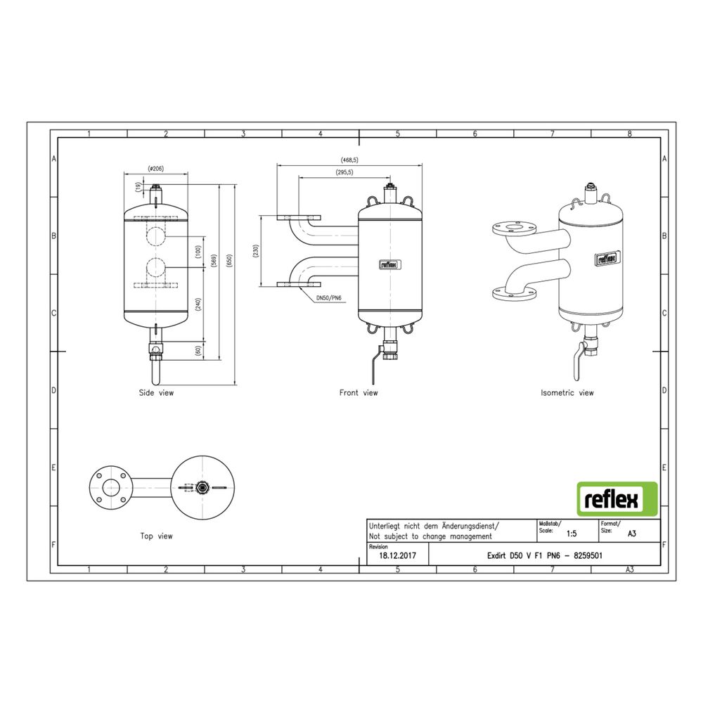 Reflex Exdirt Schmutzabscheider vertikal D 50 V, mit F1 Flansch, 6 bar... REFLEX-8259501 4036705165962 (Abb. 2)