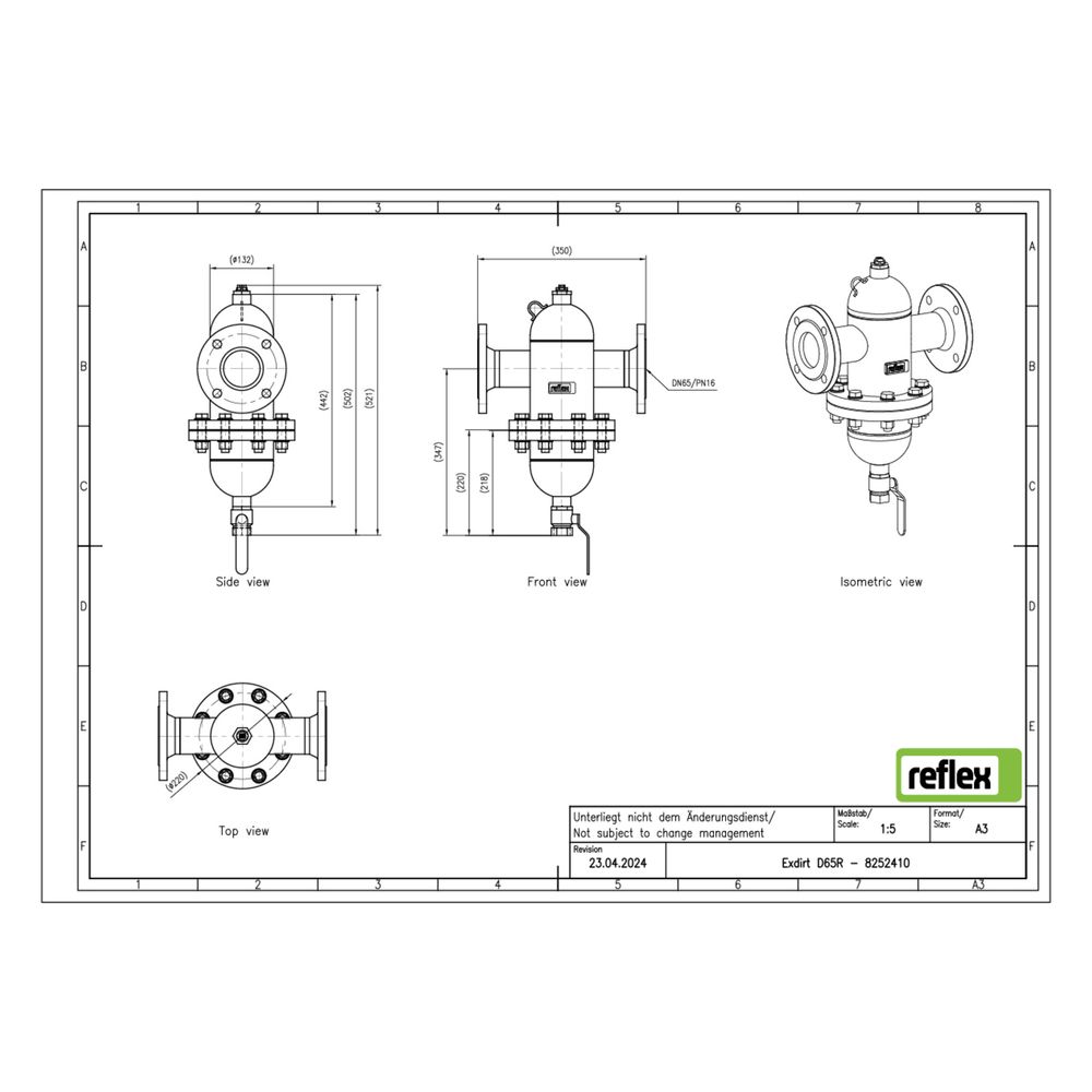 Reflex Exdirt Schmutzabscheider D DN 65 R, mit Wartungsflansch und Flansch, 4-Loch, 10 ... REFLEX-8252410 4036705118852 (Abb. 2)