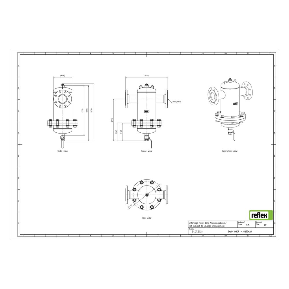 Reflex Exdirt Schmutzabscheider D DN 80 R, mit Wartungsflansch und Flansch, 8-Loch, 10 ... REFLEX-8252420 4036705118869 (Abb. 2)