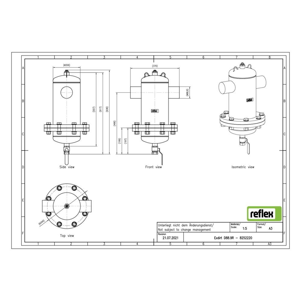 Reflex Exdirt Schmutzabscheider D 88,9mm R, mit Wartungsflansch und Schweißstutzen, 10 ... REFLEX-8252220 4036705118685 (Abb. 2)