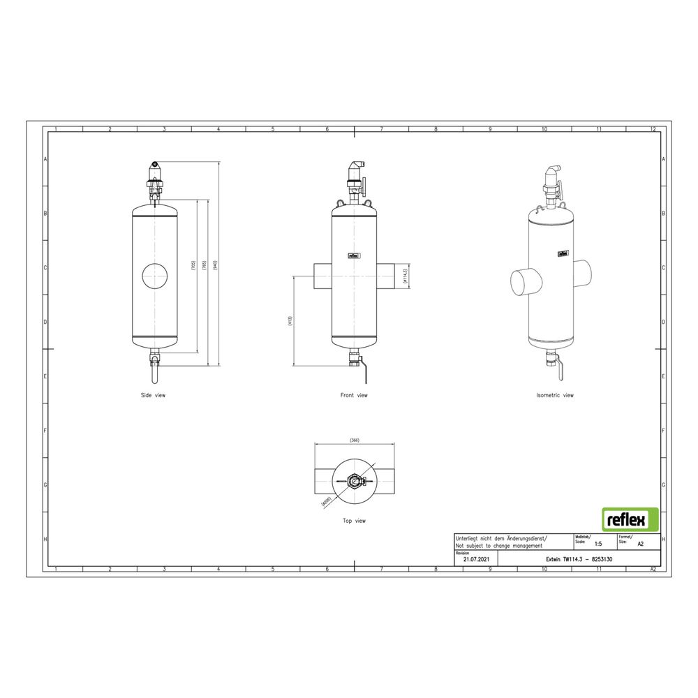 Reflex Extwin Schmutzabscheider, Luft-Mikroblasenabscheider TW 114,3mm, mit Schweißstut... REFLEX-8253130 4036705118968 (Abb. 2)
