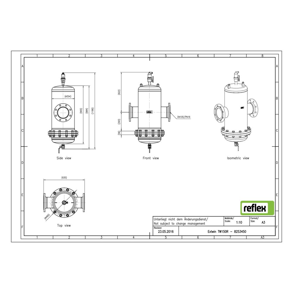 Reflex Extwin Schmutzabscheider, Luft-Mikroblasenabscheider TW DN 150 R, mit Wartungsfl... REFLEX-8253450 4036705119262 (Abb. 2)