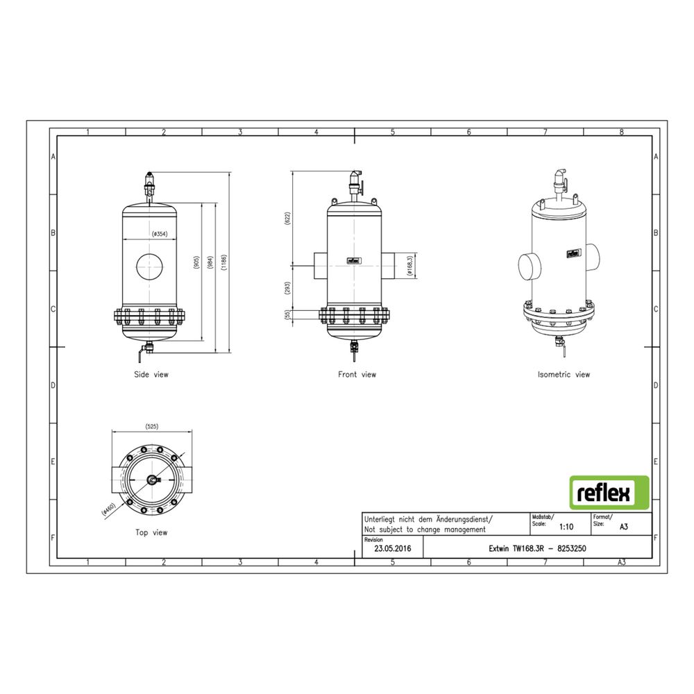 Reflex Extwin Schmutzabscheider, Luft-Mikroblasenabscheider TW 168,3mm R, mit Wartungsf... REFLEX-8253250 4036705119071 (Abb. 2)