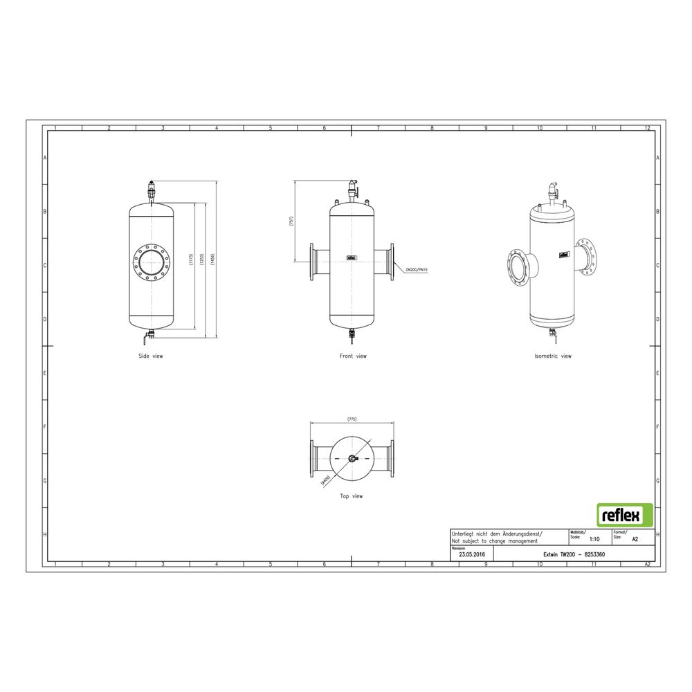 Reflex Extwin Schmutzabscheider, Luft-Mikroblasenabscheider TW DN 200, mit Flansch, 12-... REFLEX-8253360 4036705119187 (Abb. 2)