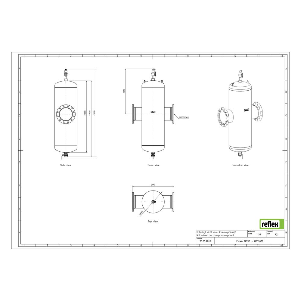Reflex Extwin Schmutzabscheider, Luft-Mikroblasenabscheider TW DN 250, mit Flansch, 12-... REFLEX-8253370 4036705119194 (Abb. 2)
