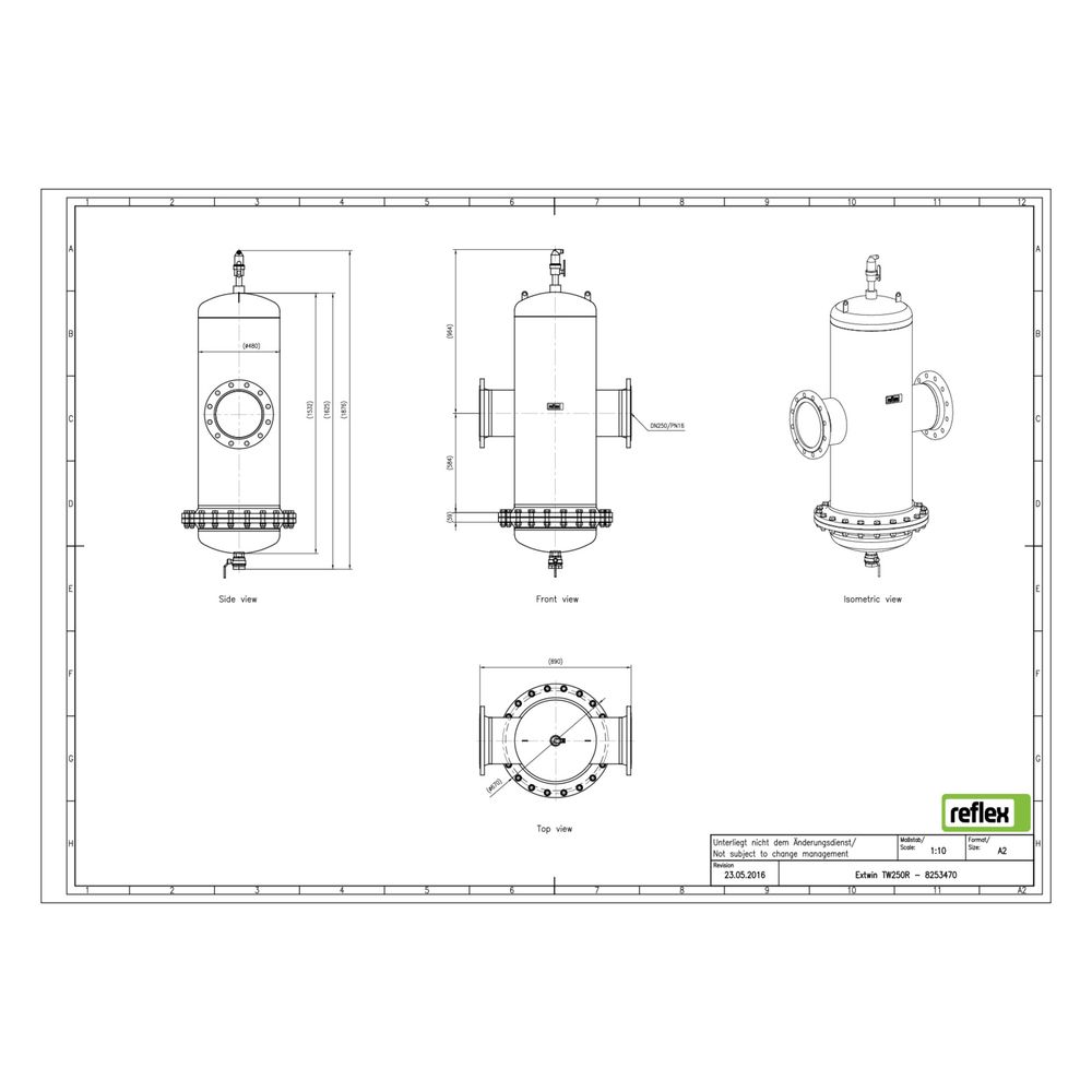 Reflex Extwin Schmutzabscheider, Luft-Mikroblasenabscheider TW DN 250 R, mit Wartungsfl... REFLEX-8253470 4036705119286 (Abb. 2)