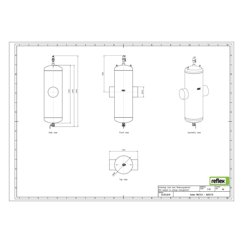 Reflex Extwin Schmutzabscheider, Luft-Mikroblasenabscheider TW 273mm, mit Schweißstutze... REFLEX-8253170 4036705119002 (Abb. 2)