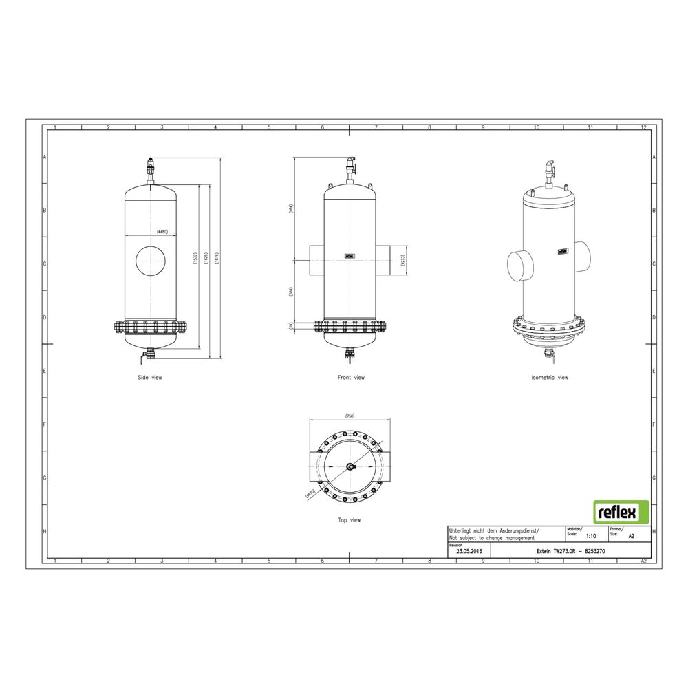 Reflex Extwin Schmutzabscheider, Luft-Mikroblasenabscheider TW 273mm R, mit Wartungsfla... REFLEX-8253270 4036705119095 (Abb. 2)