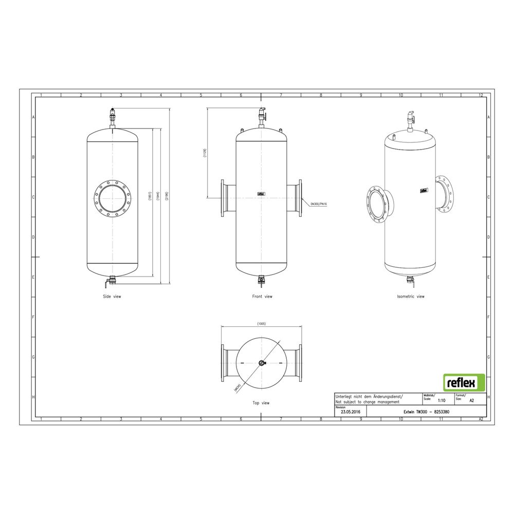 Reflex Extwin Schmutzabscheider, Luft-Mikroblasenabscheider TW DN 300, mit Flansch, 12-... REFLEX-8253380 4036705119200 (Abb. 2)