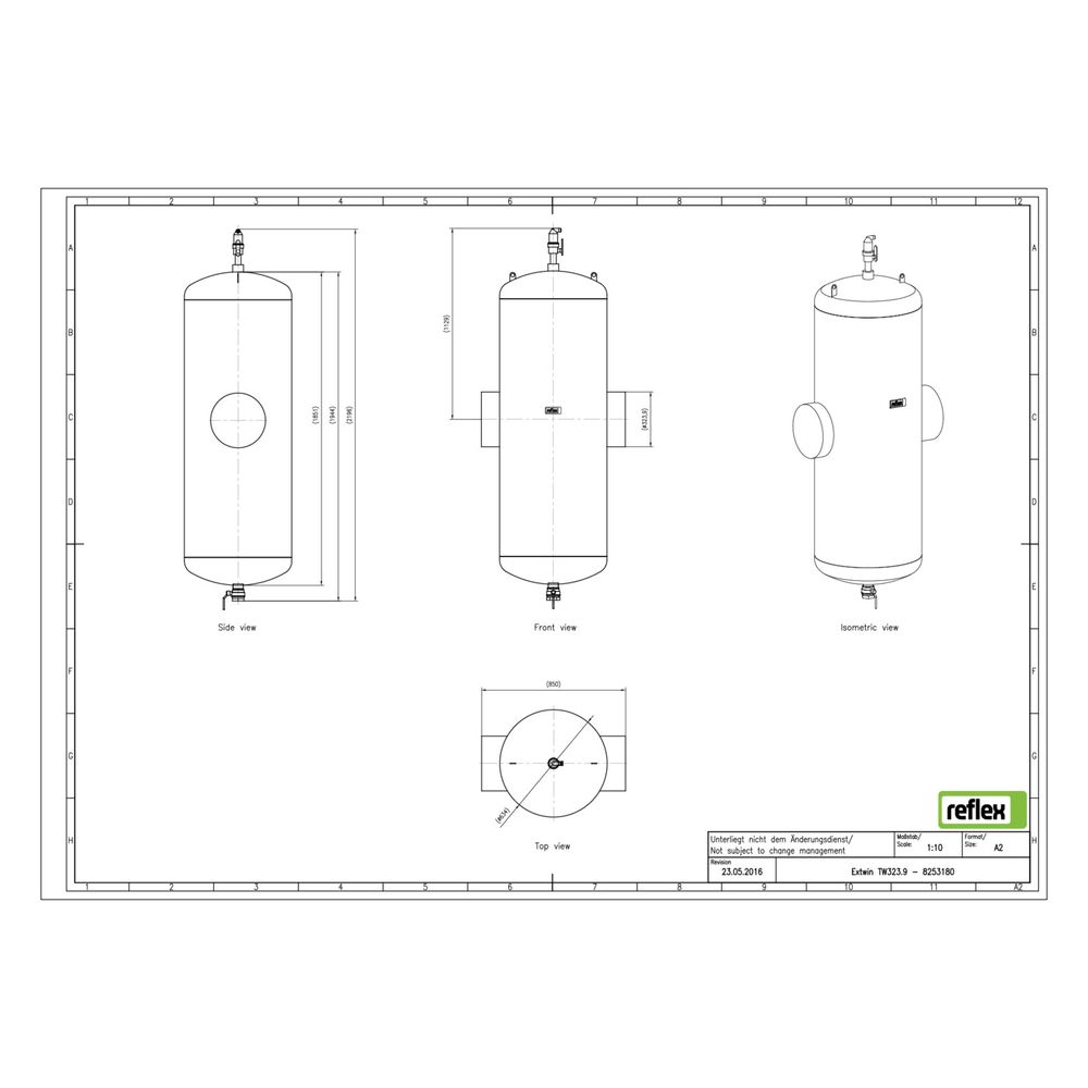 Reflex Extwin Schmutzabscheider, Luft-Mikroblasenabscheider TW 323,9mm, mit Schweißstut... REFLEX-8253180 4036705119019 (Abb. 2)