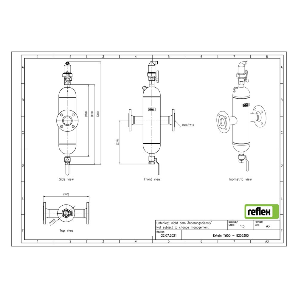 Reflex Extwin Schmutzabscheider, Luft-Mikroblasenabscheider TW DN 50, mit Flansch, 4-Lo... REFLEX-8253300 4036705119118 (Abb. 2)