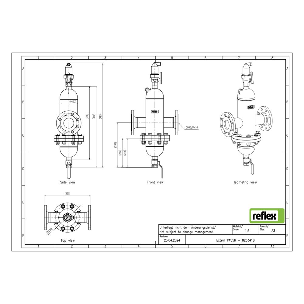 Reflex Extwin Schmutzabscheider, Luft-Mikroblasenabscheider TW DN 65 R, mit Wartungsfla... REFLEX-8253418 4036705583445 (Abb. 2)