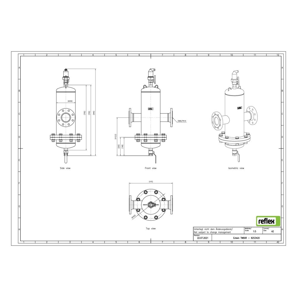 Reflex Extwin Schmutzabscheider, Luft-Mikroblasenabscheider TW DN 80 R, mit Wartungsfla... REFLEX-8253420 4036705119231 (Abb. 2)