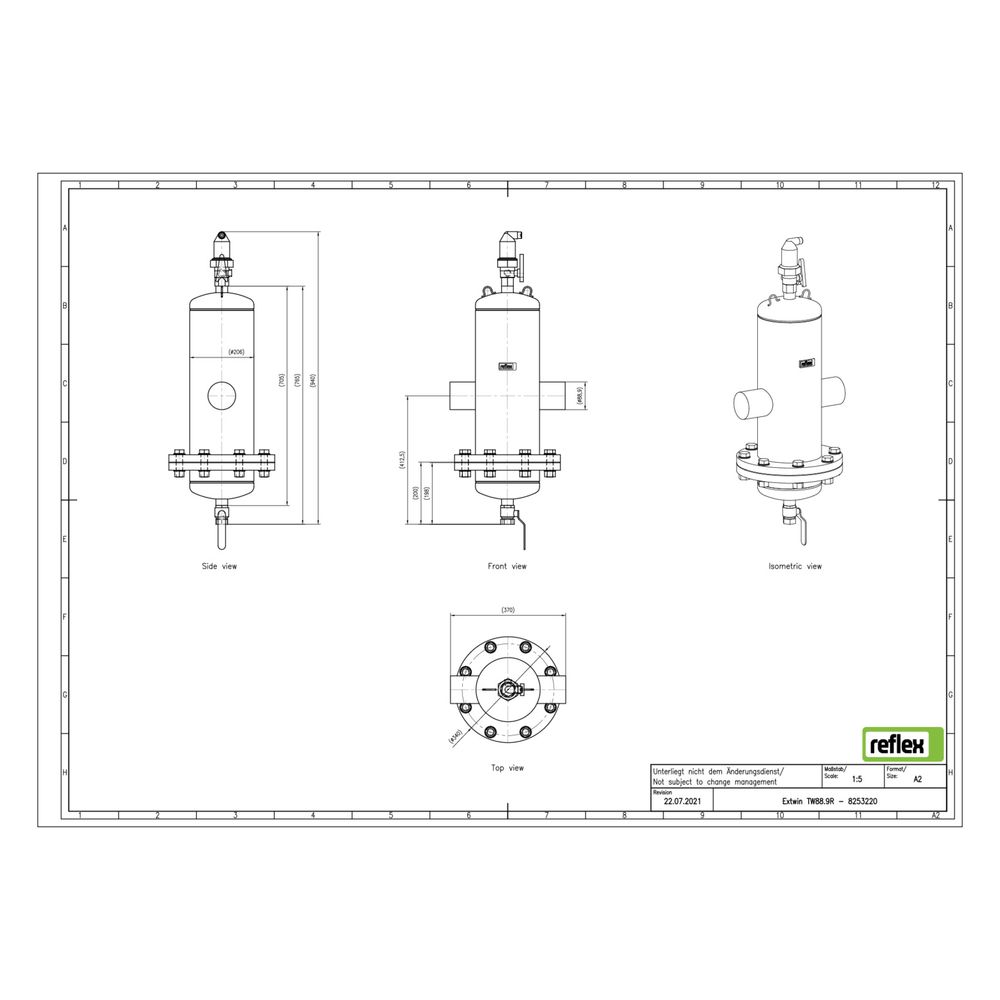 Reflex Extwin Schmutzabscheider, Luft-Mikroblasenabscheider TW 88,9mm R, mit Wartungsfl... REFLEX-8253220 4036705119040 (Abb. 2)