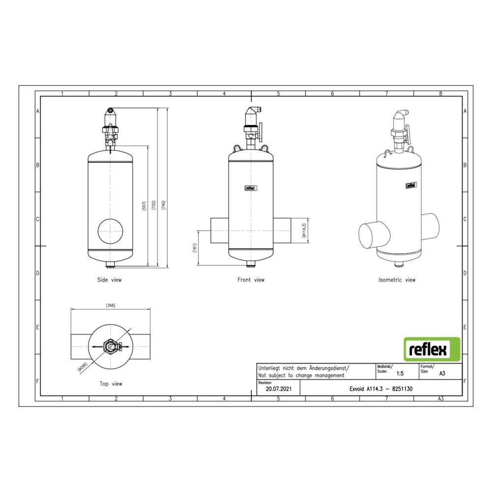 Reflex Exvoid Luft-Mikroblasenabscheider A 114,3mm, mit Schweißstutzen, 10 bar... REFLEX-8251130 4036705118425 (Abb. 2)