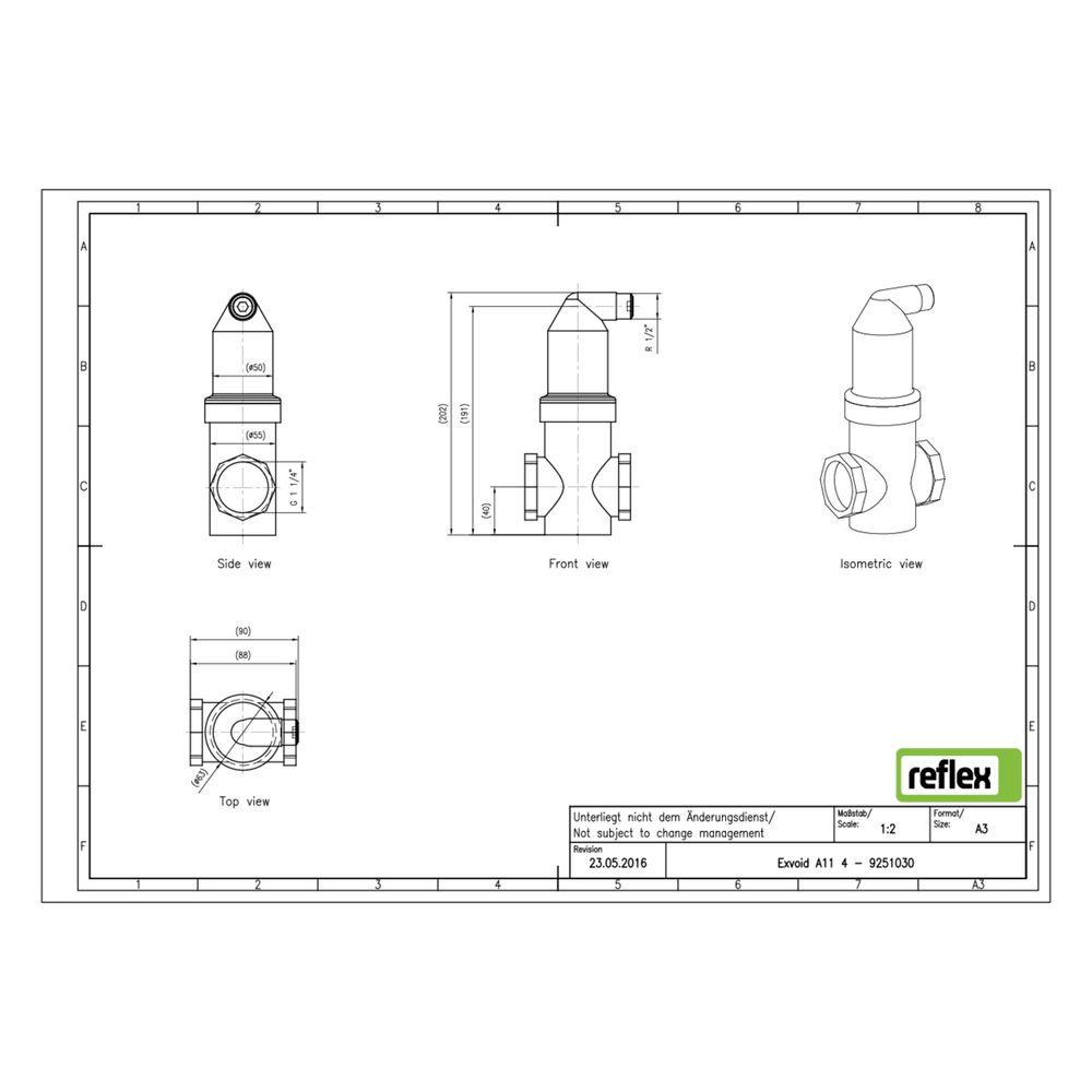 Reflex Exvoid Luft-Mikroblasenabscheider A G 1 1/4", mit Gewinde, 10 bar... REFLEX-9251030 4036705088070 (Abb. 2)