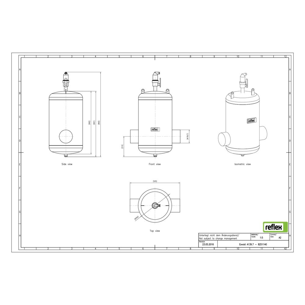 Reflex Exvoid Luft-Mikroblasenabscheider A 139,7mm, mit Schweißstutzen, 10 bar... REFLEX-8251140 4036705118432 (Abb. 2)