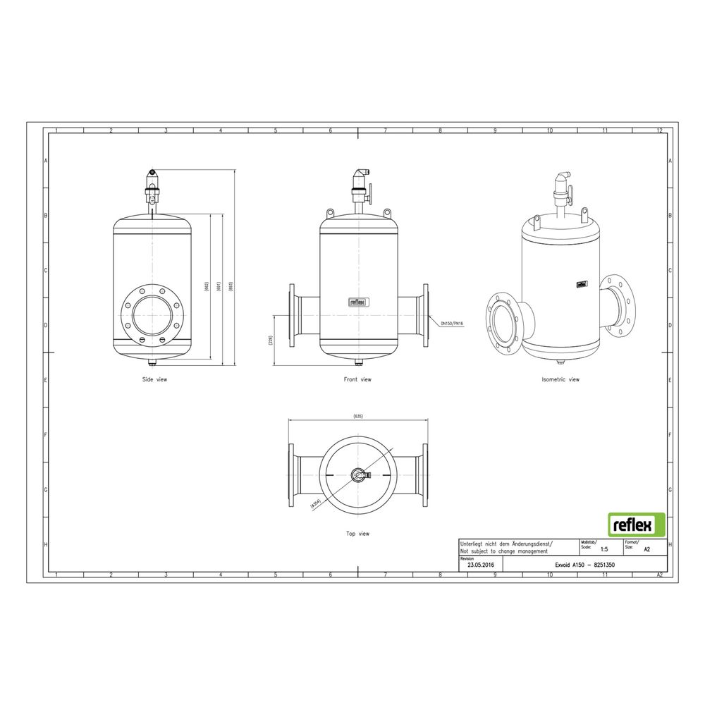 Reflex Exvoid Luft-Mikroblasenabscheider A DN 150, mit Flansch, 8-Loch, 10 bar... REFLEX-8251350 4036705118531 (Abb. 2)