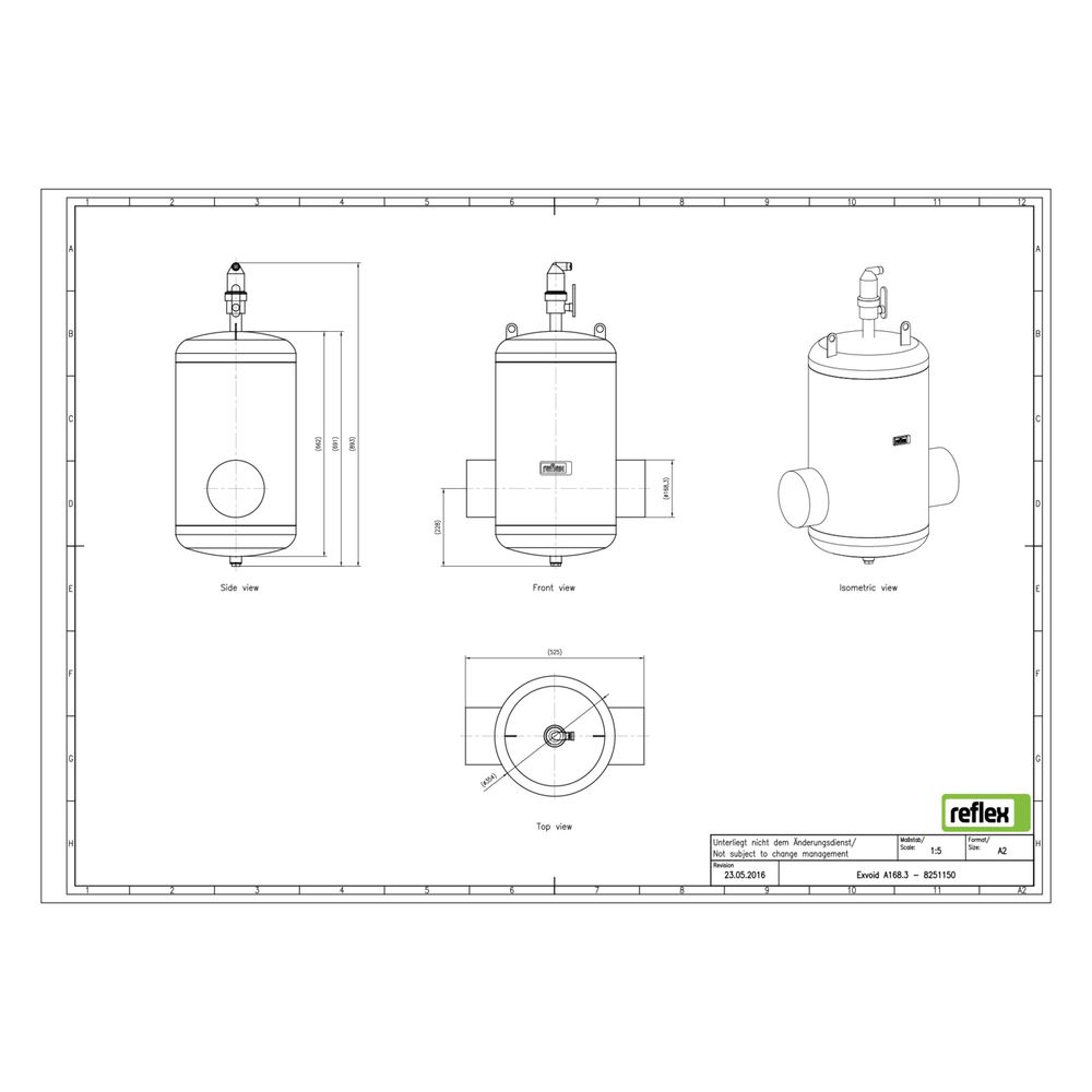 Reflex Exvoid Luft-Mikroblasenabscheider A 168,3mm, mit Schweißstutzen, 10 bar... REFLEX-8251150 4036705118449 (Abb. 2)