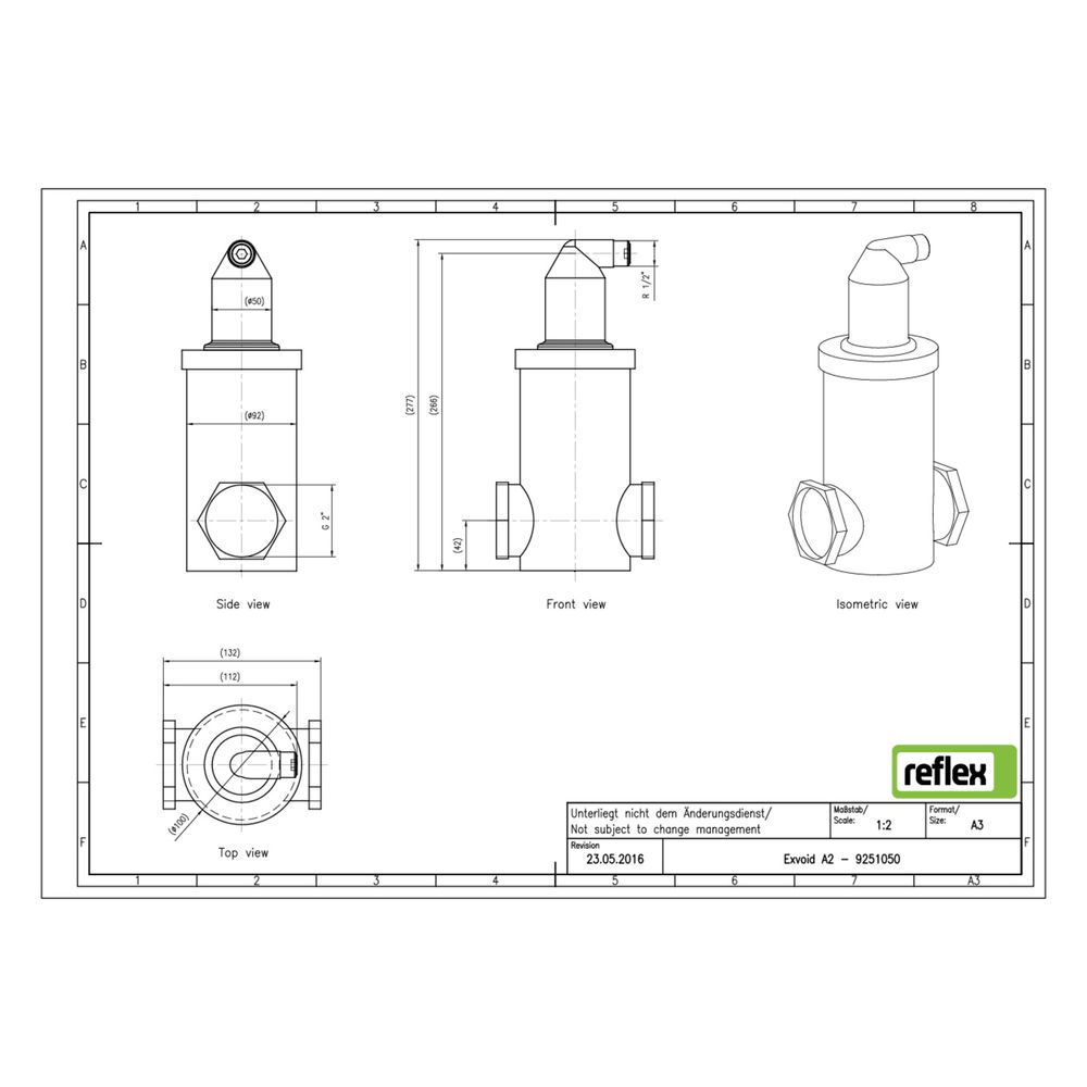Reflex Exvoid Luft-Mikroblasenabscheider A G 2", mit Gewinde, 10 bar... REFLEX-9251050 4036705088094 (Abb. 2)
