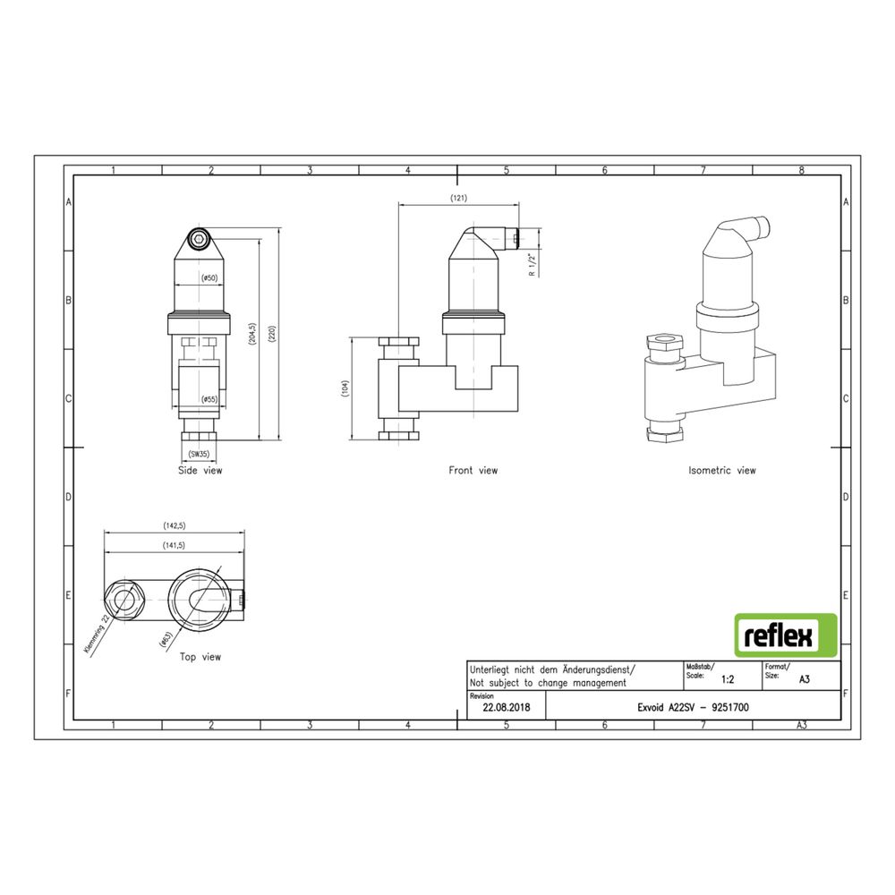 Reflex Exvoid Twist Luft-Mikroblasenabscheider Solar AT 22mm, mit Klemmring, 10 bar... REFLEX-9251700 4036705088360 (Abb. 2)