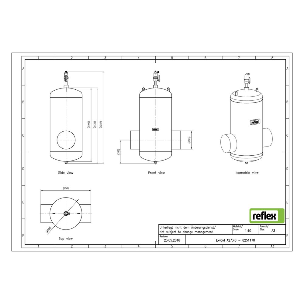 Reflex Exvoid Luft-Mikroblasenabscheider A 237mm, mit Schweißstutzen, 10 bar... REFLEX-8251170 4036705118463 (Abb. 2)