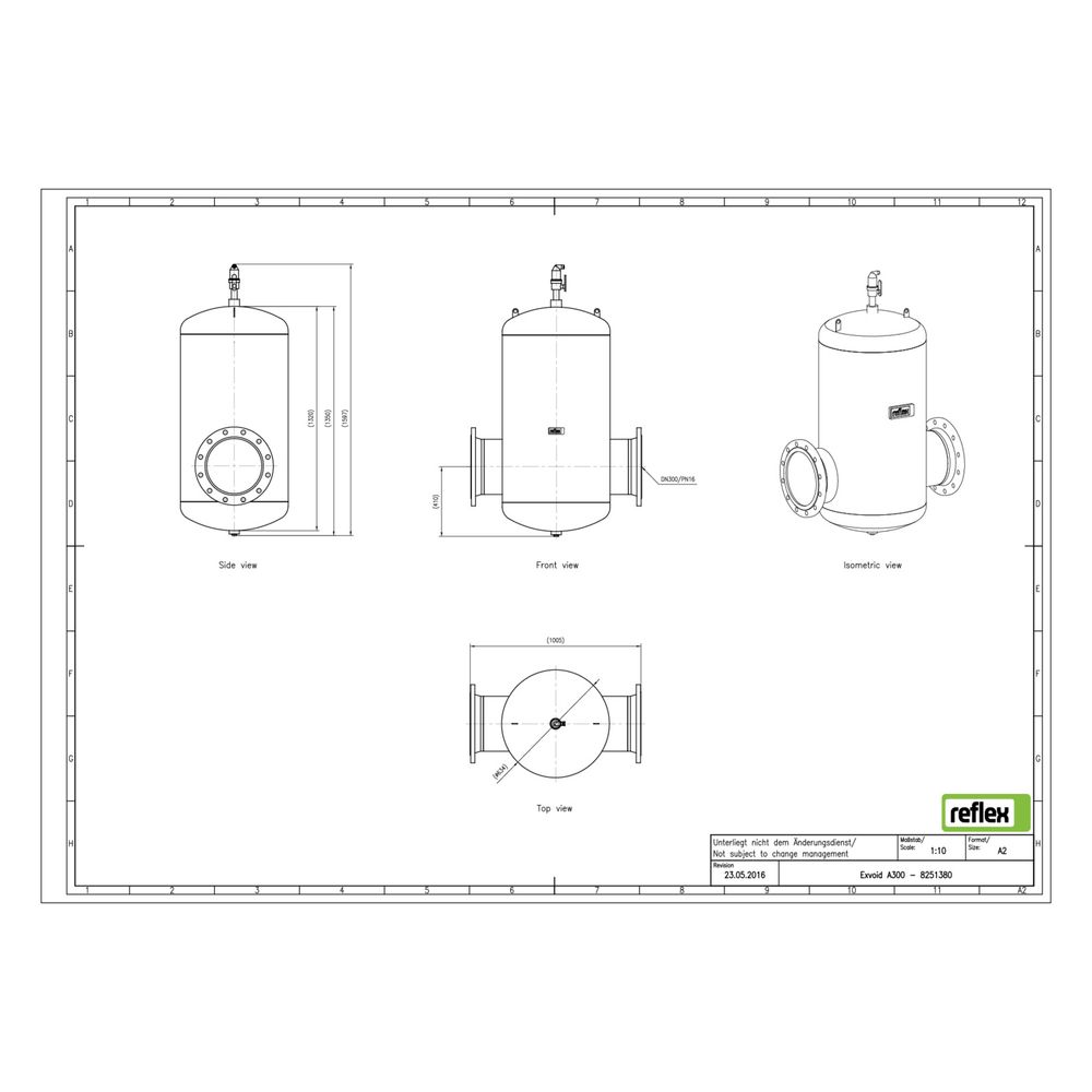 Reflex Exvoid Luft-Mikroblasenabscheider A DN 300, mit Flansch, 12-Loch, 10 bar... REFLEX-8251380 4036705118562 (Abb. 2)