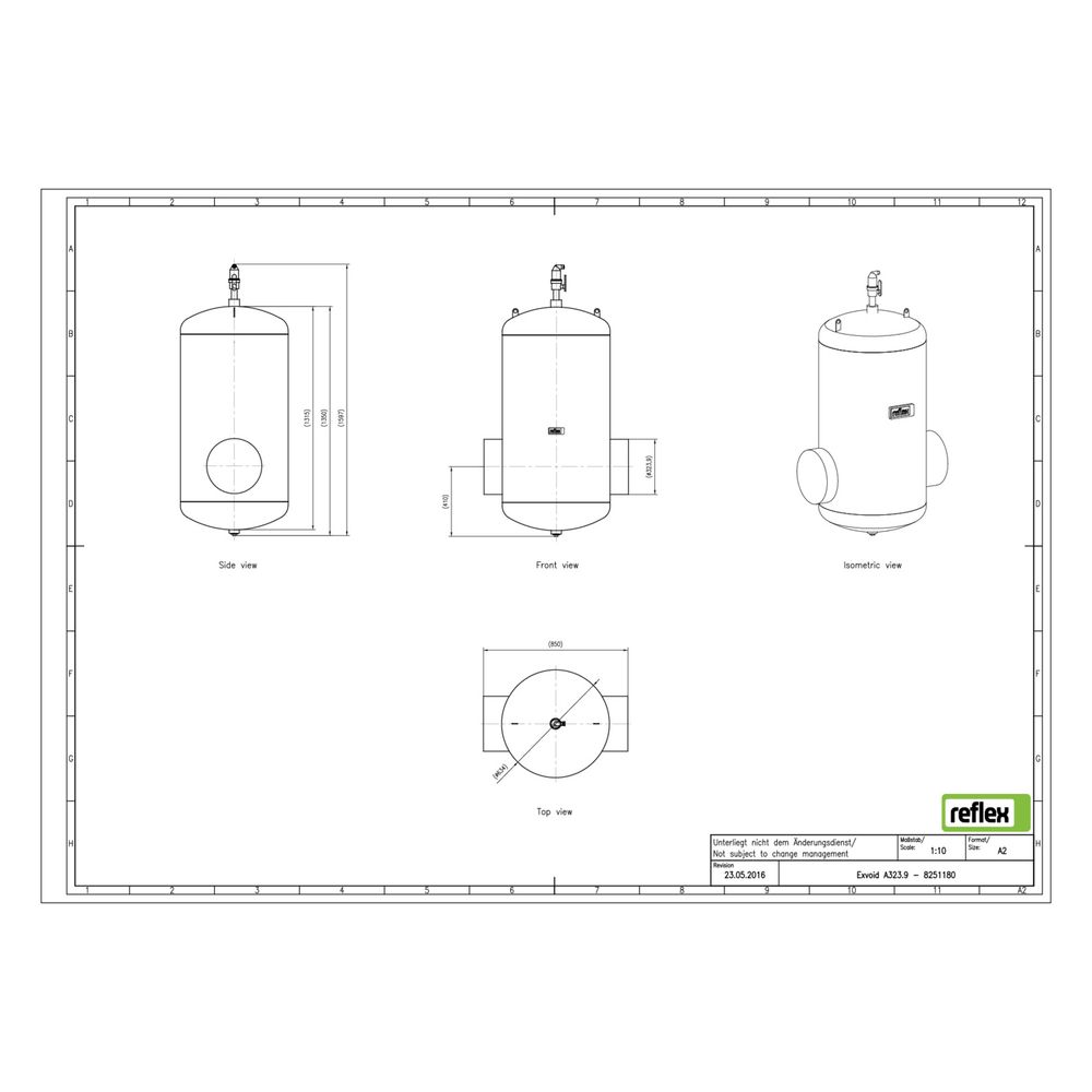 Reflex Exvoid Luft-Mikroblasenabscheider A 323,9mm, mit Schweißstutzen, 10 bar... REFLEX-8251180 4036705118470 (Abb. 2)
