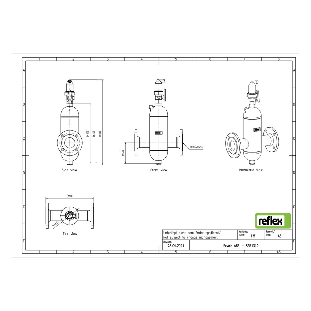 Reflex Exvoid Luft-Mikroblasenabscheider A DN 65, mit Flansch, 4-Loch, 10 bar... REFLEX-8251310 4036705118494 (Abb. 2)