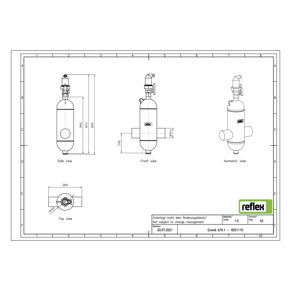 Reflex Exvoid Luft-Mikroblasenabscheider A 76,1mm, mit Schweißstutzen, 10 bar... REFLEX-8251110 4036705118401 (Abb. 2)