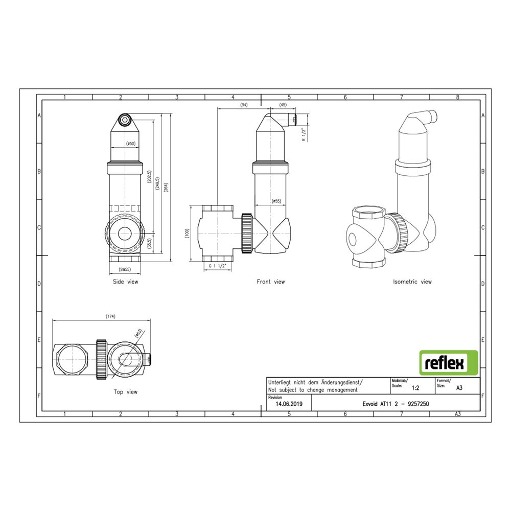 Reflex Exvoid Twist Luft-Mikroblasenabscheider AT G 1 1/2", mit Gewinde, 10 bar... REFLEX-9257250 4036705172694 (Abb. 2)