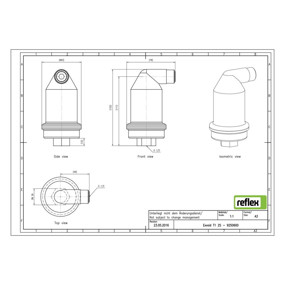 Reflex Exvoid automatischer Großentlüfter Solar T 1/2", 10 bar... REFLEX-9250600 4036705088032 (Abb. 2)