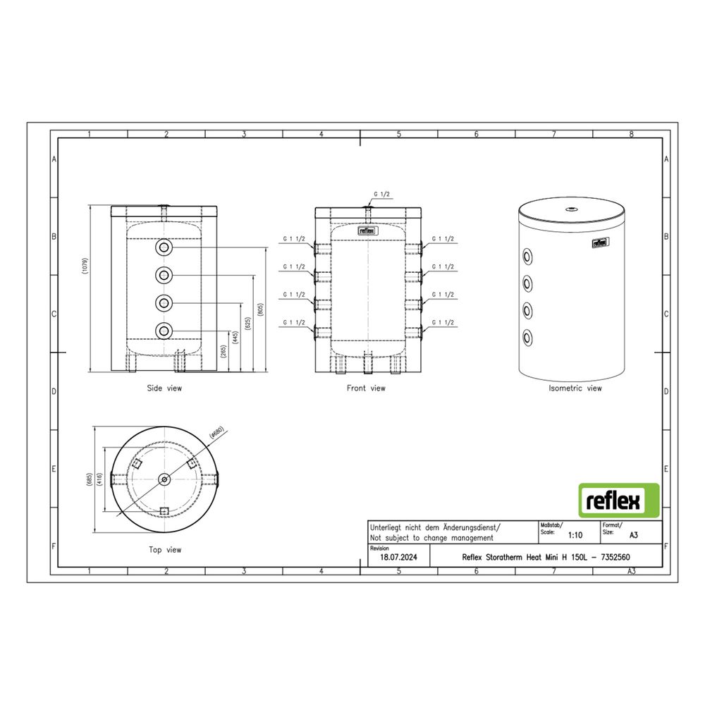 Reflex Storatherm Heat Mini Pufferspeicher H 150, Nenninhalt 148l, abnehmbare Dämmung, ... REFLEX-7352560 4036705556692 (Abb. 3)