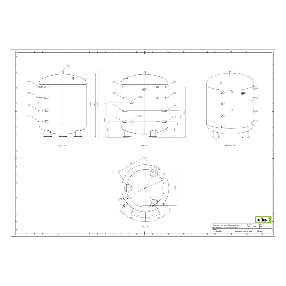 Reflex Storatherm Heat Pufferspeicher H 3000/1, Nenninhalt 2901l, 6 bar, ohne Dämmung... REFLEX-7788300 4036705098406 (Abb. 2)