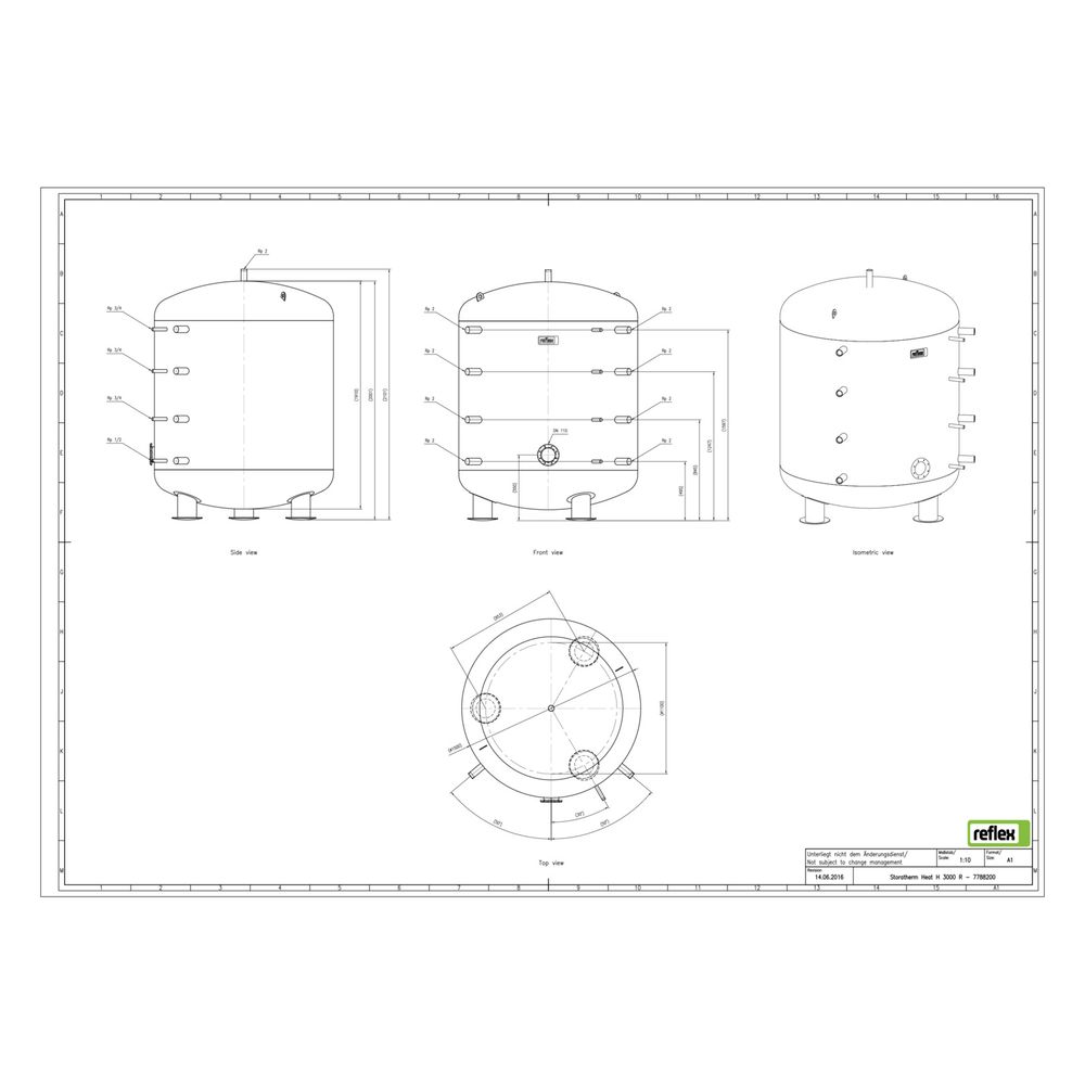 Reflex Storatherm Heat Pufferspeicher H 3000/R, Nenninhalt 2958l, 6 bar, ohne Dämmung... REFLEX-7788200 4036705098383 (Abb. 2)