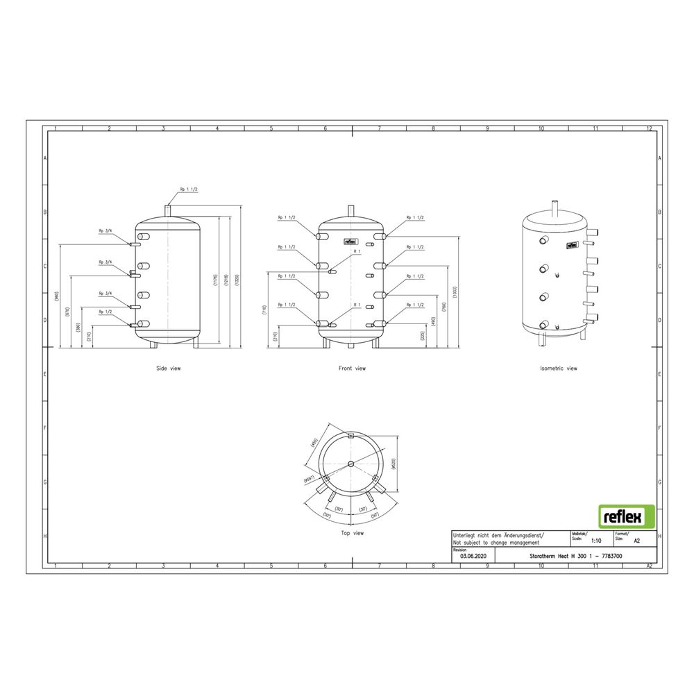 Reflex Storatherm Heat Pufferspeicher H 300/1, Nenninhalt 291l, 3 bar, ohne Dämmung... REFLEX-7783700 4036705071560 (Abb. 2)