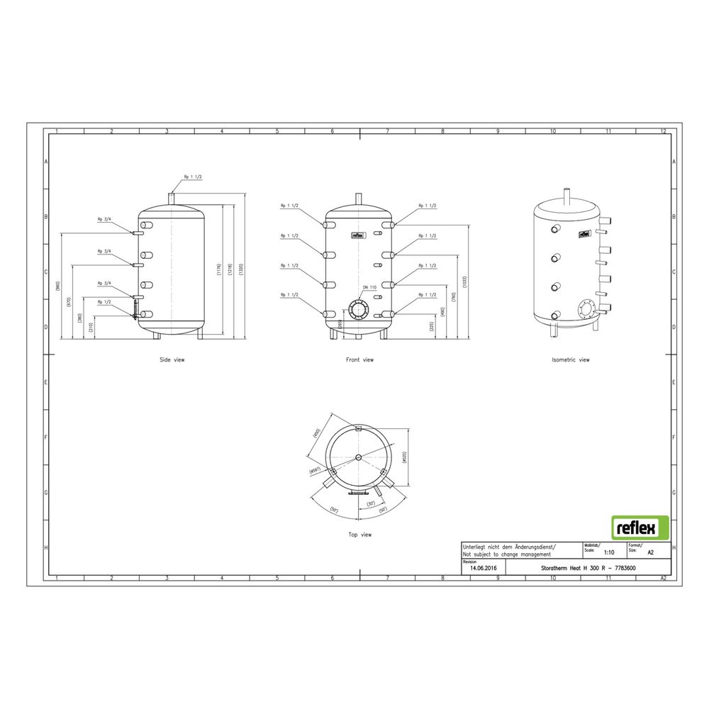 Reflex Storatherm Heat Pufferspeicher H 300/R, Nenninhalt 302l, 3 bar, ohne Dämmung... REFLEX-7783600 4036705071553 (Abb. 2)