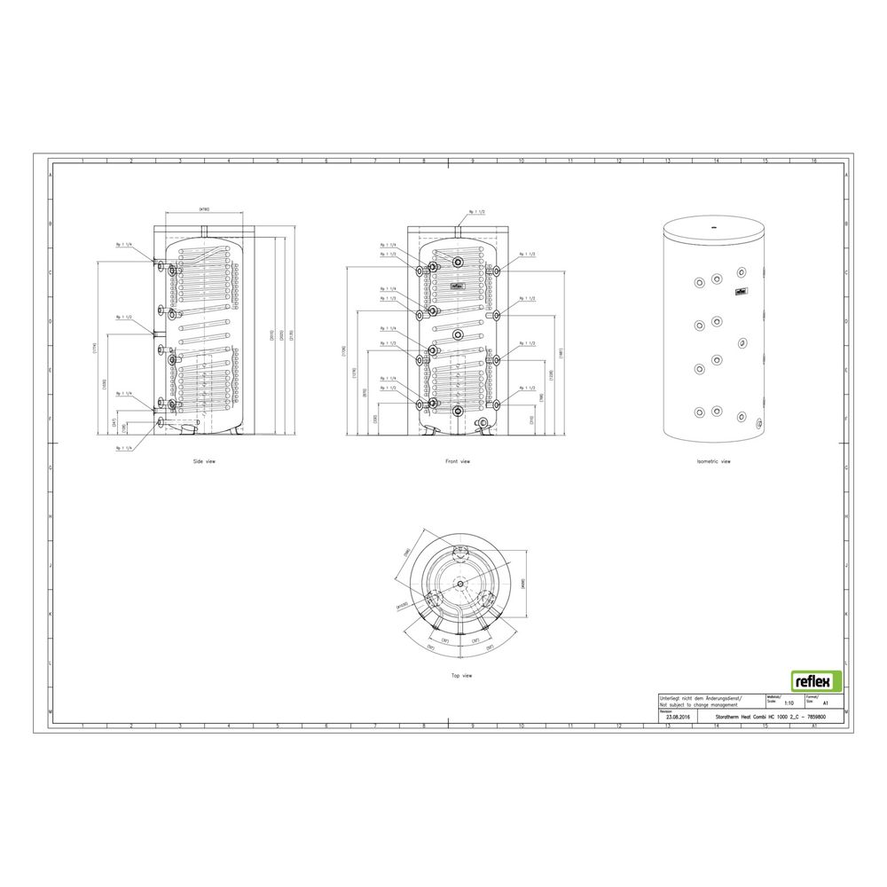 Reflex Storatherm Heat Combi Kombispeicher HC 1000/2_C, Nenninhalt 844l, 100mm Dämmung... REFLEX-7859800 4036705137952 (Abb. 3)