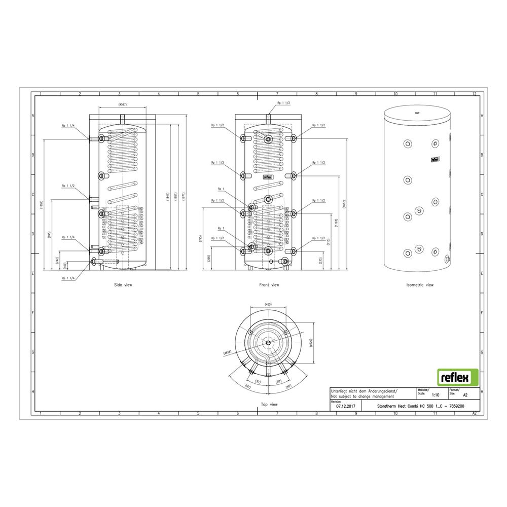 Reflex Storatherm Heat Combi Kombispeicher HC 500/1_C, Nenninhalt 438l, 100mm Dämmung... REFLEX-7859200 4036705137891 (Abb. 3)