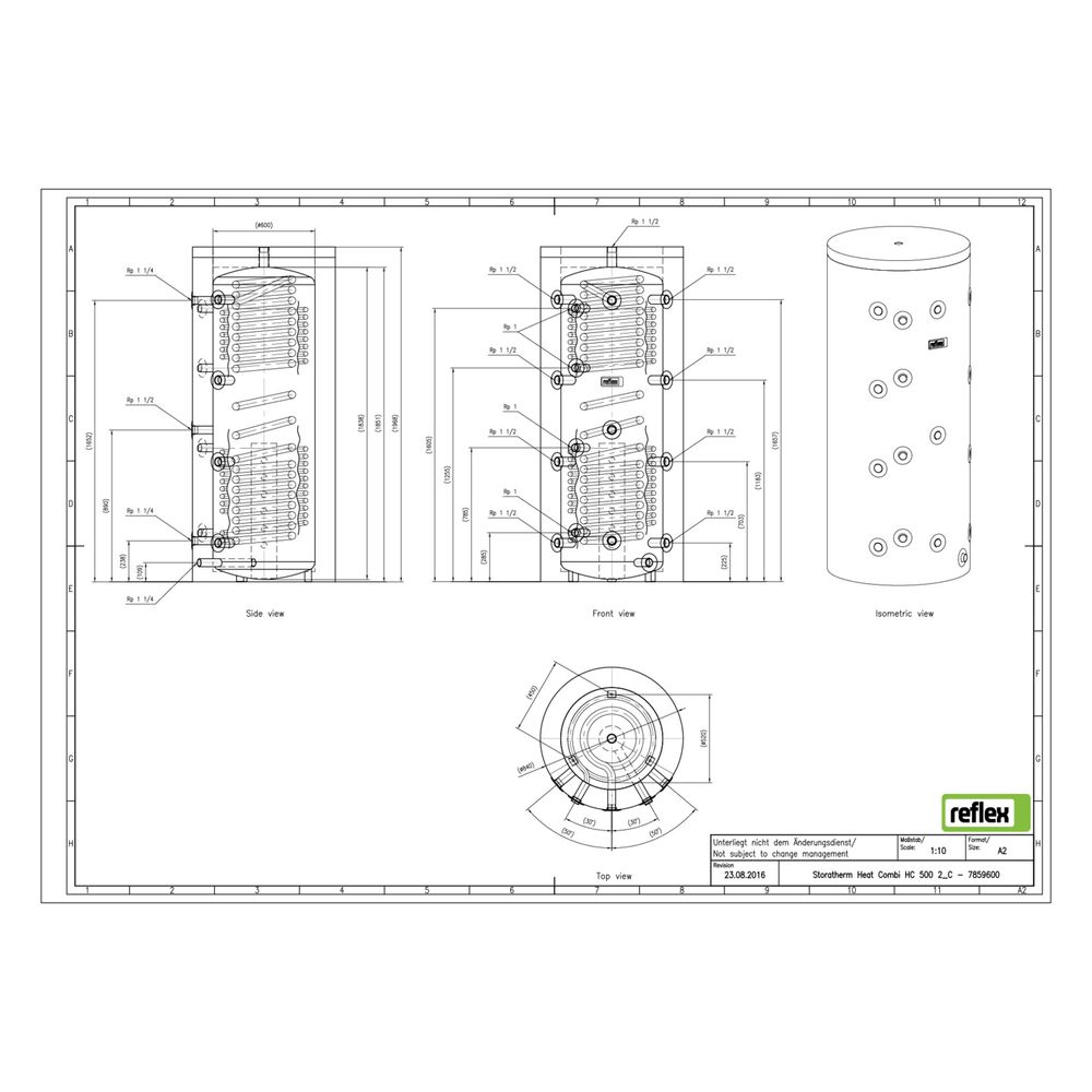 Reflex Storatherm Heat Combi Kombispeicher HC 500/2_C, Nenninhalt 429l, 100mm Dämmung... REFLEX-7859600 4036705137938 (Abb. 3)