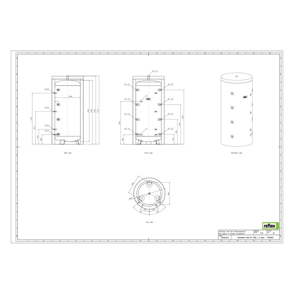 Reflex Storatherm Heat HF 1000/1_C Pufferspeicher, Nenninhalt 885l, mit Folienmantel, 1... REFLEX-7843500 4036705138164 (Abb. 2)