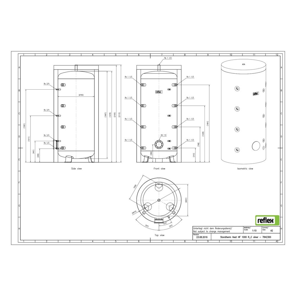 Reflex Storatherm Heat Pufferspeicher HF 1000/R_C, Nenninhalt 921l, mit Folienmantel, 1... REFLEX-7842300 4036705138065 (Abb. 2)