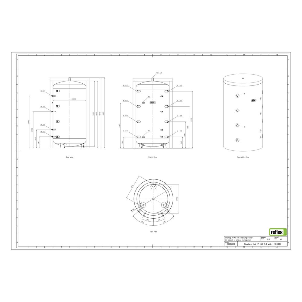 Reflex Storatherm Heat HF 1500/1_C Pufferspeicher, Nenninhalt 1365l, mit Folienmantel, ... REFLEX-7844200 4036705138126 (Abb. 2)