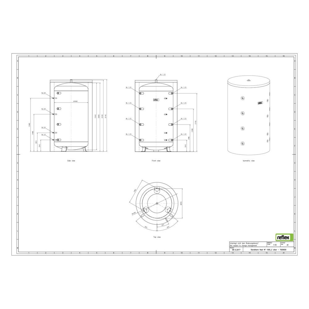 Reflex Storatherm Heat Pufferspeicher HF 1500_C, Nenninhalt 1412l, mit Folienmantel, 12... REFLEX-7839500 4036705146510 (Abb. 2)